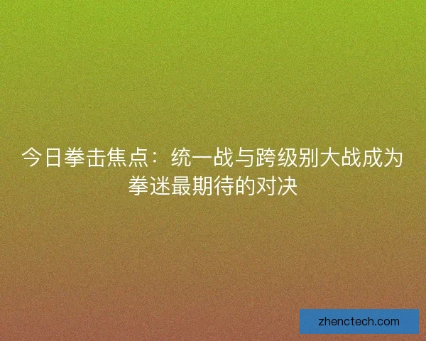 今日拳击焦点:统一战与跨级别大战成为拳迷最期待的对决 今日拳击焦点:统一战与跨级别大战成为拳迷最期待的对决